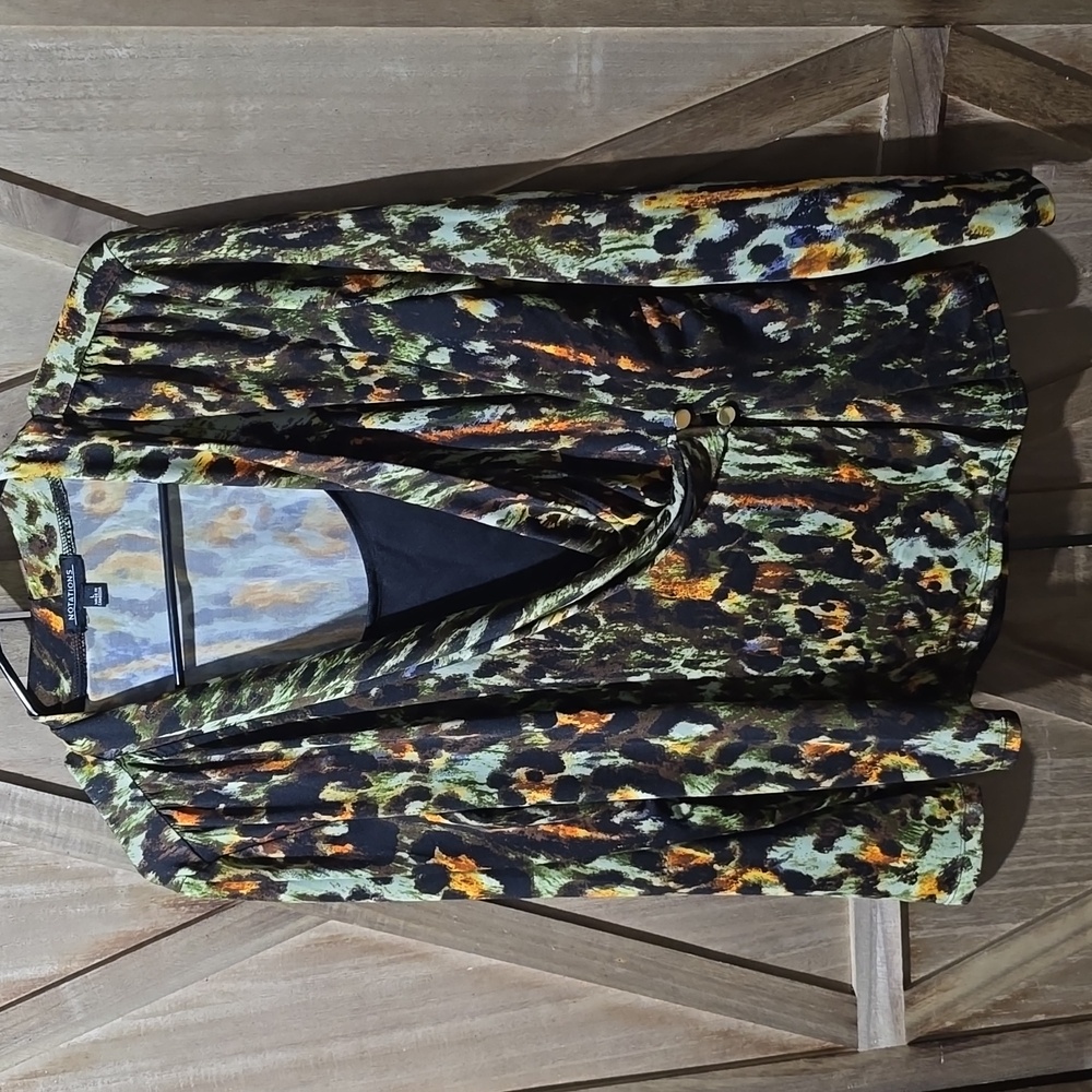 Notations Multicolor Leopard Print Blouse Size La… - image 2